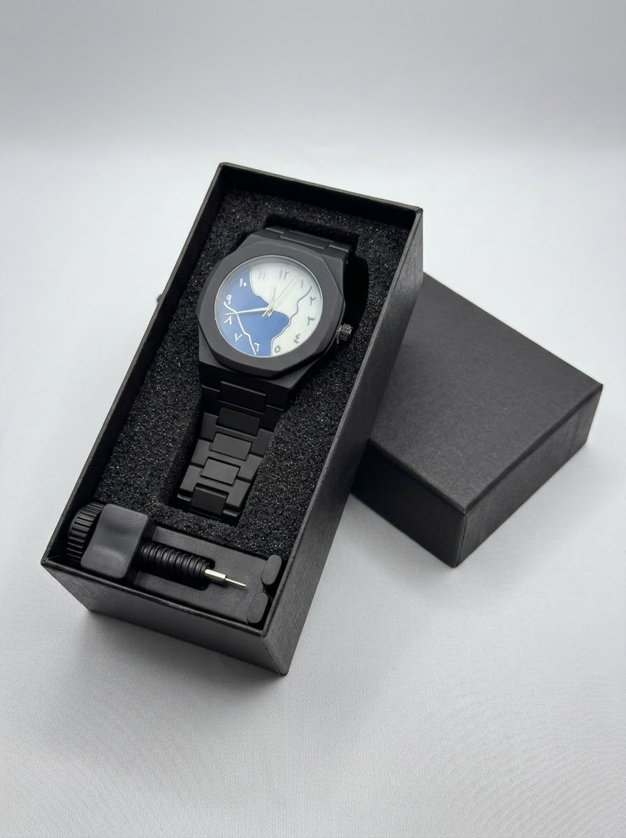 Black Valenzo WristWatch – Blue Face