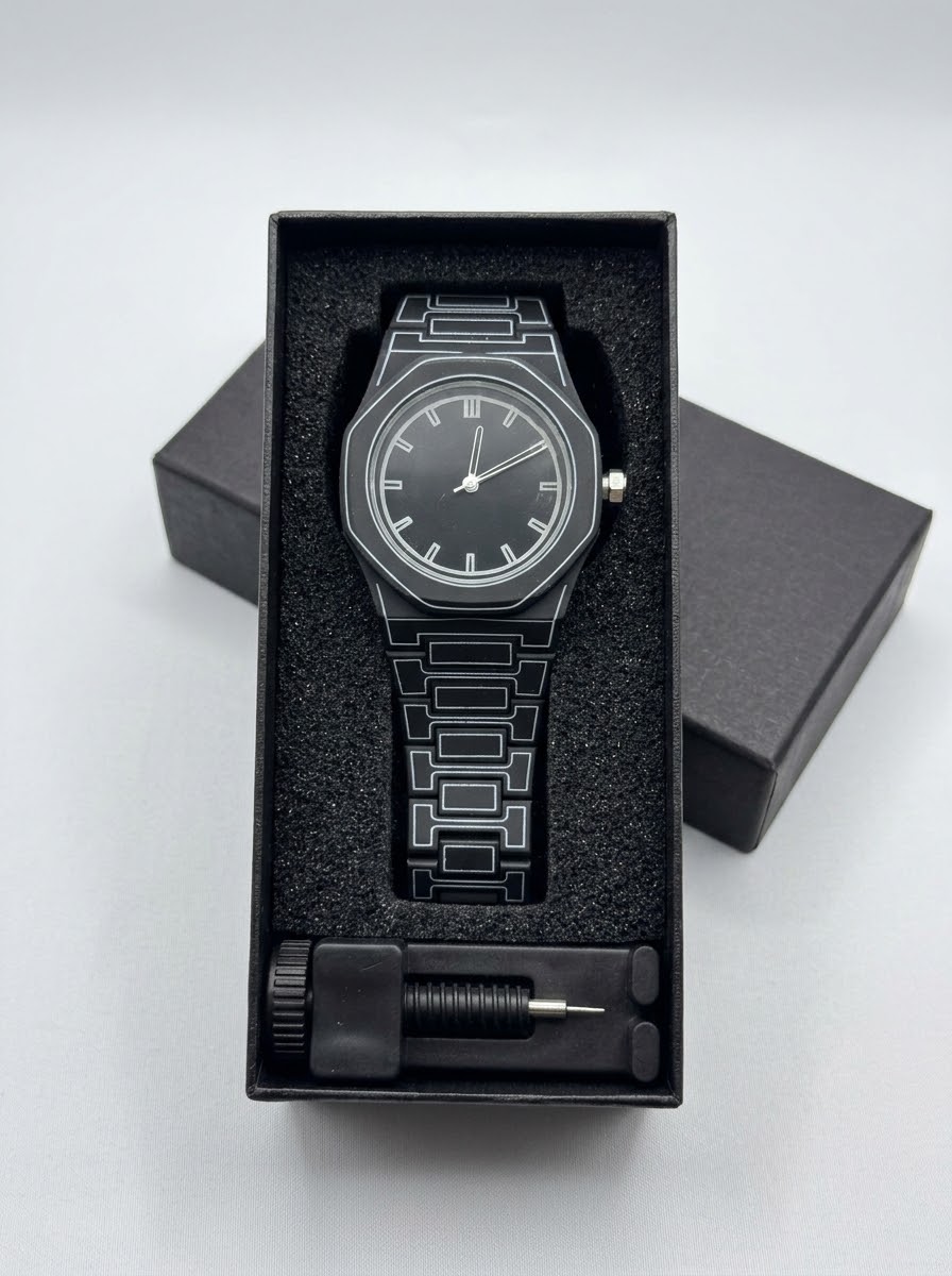 Sketchy Black Valenzo WristWatch – Black Face