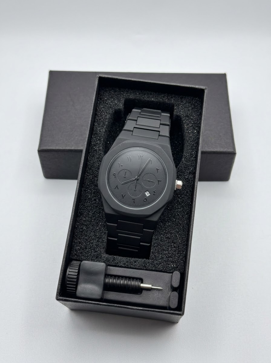 Black Valenzo WristWatch – Black Wheel Face
