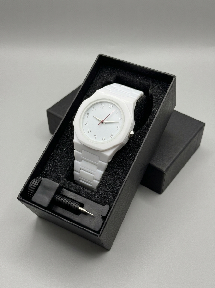 White Valenzo WristWatch – Silver Face