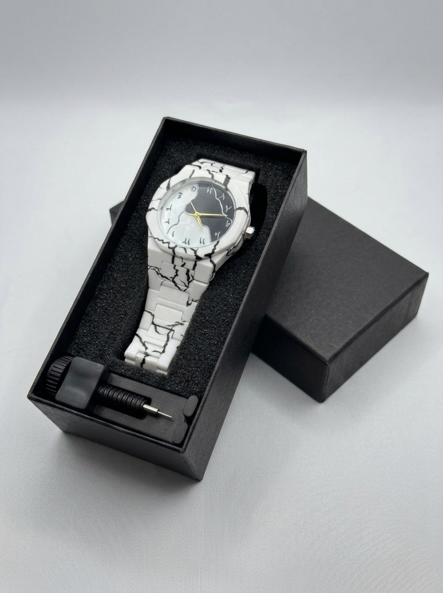 White Marble Valenzo WristWatch