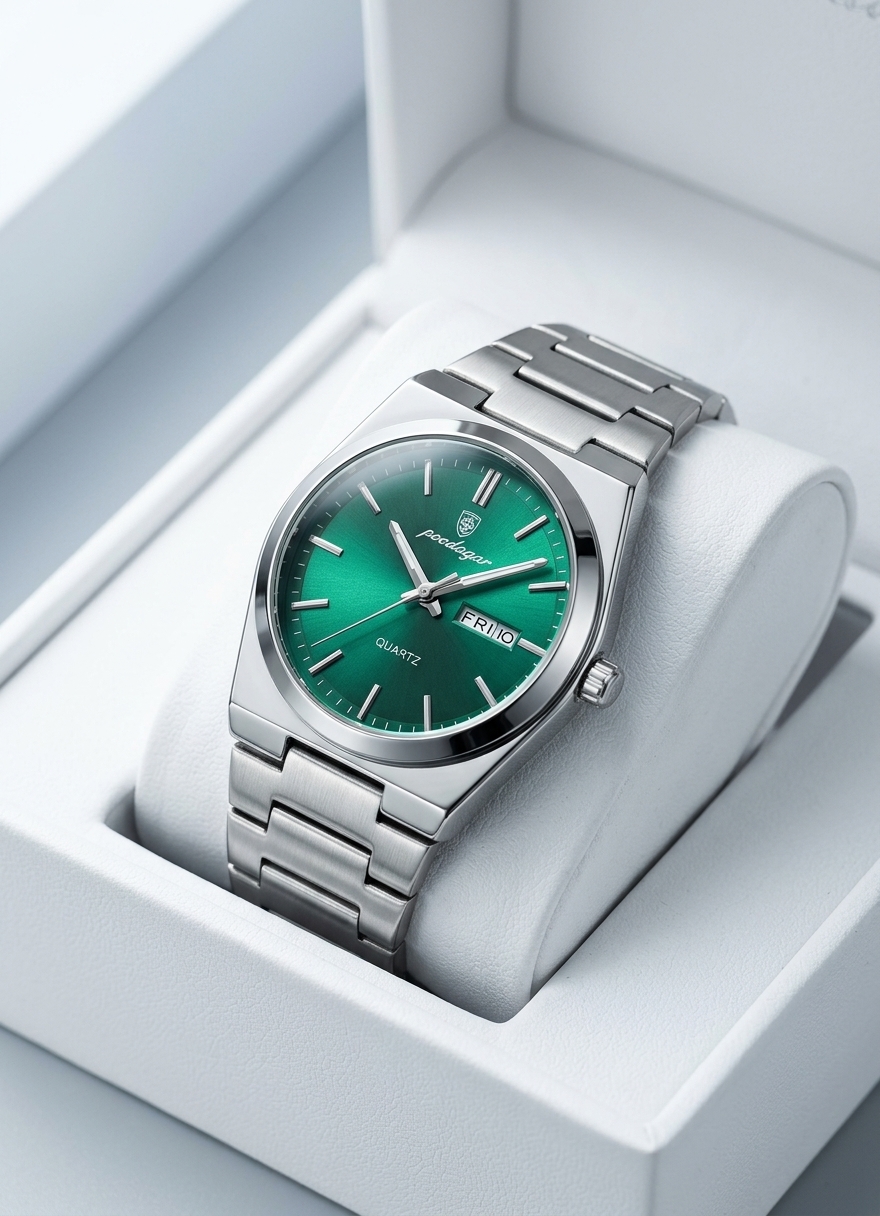 Poedagar Wristwatch – Silver (Green Face)